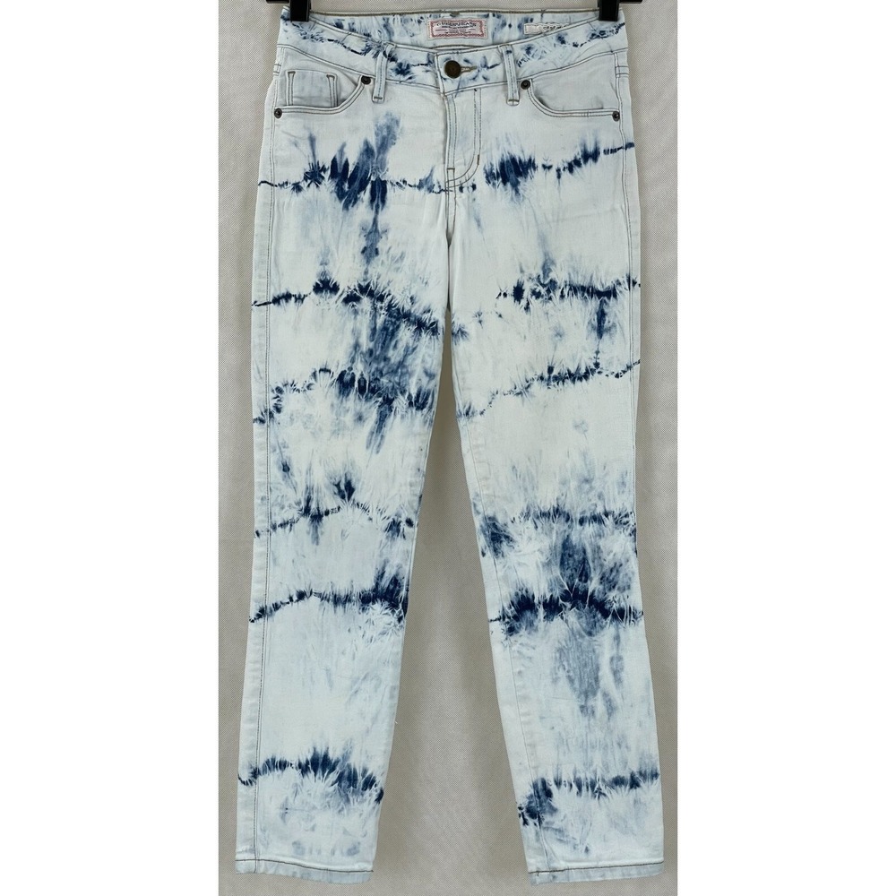 Guess Jeans Womens Size 24x24 Crop Denim Stretch Blue White Tie‎ Dye